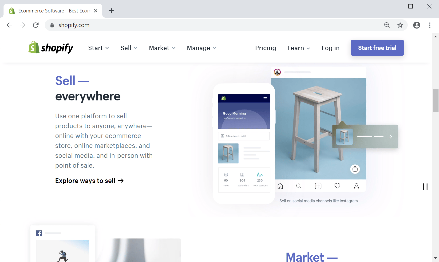 shopify homepage