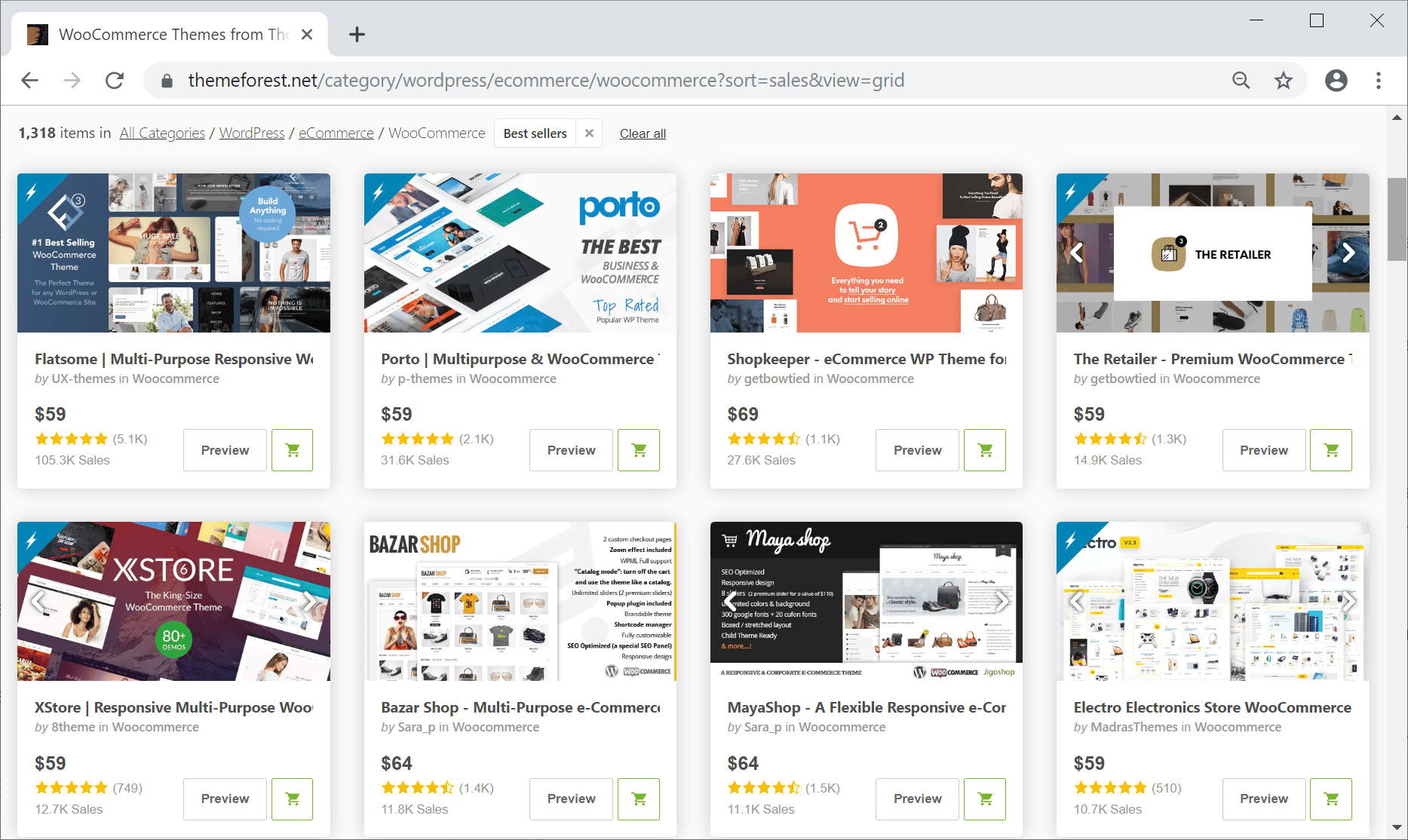 List of woocommerce theme